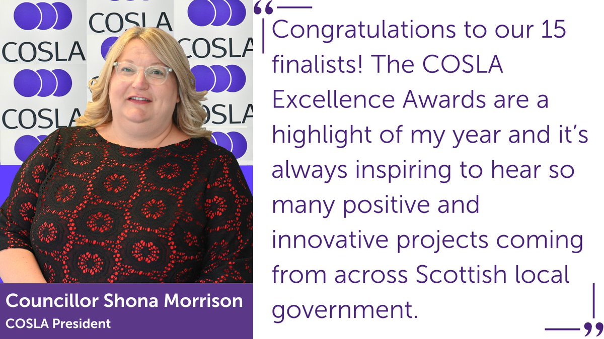 15 projects from across Scotland have been named finalists for the 2024 COSLA Excellence Awards - celebrating the very best of Scottish Local Government.

Full list &amp; more info🔗 bit.ly/4d0D5ho