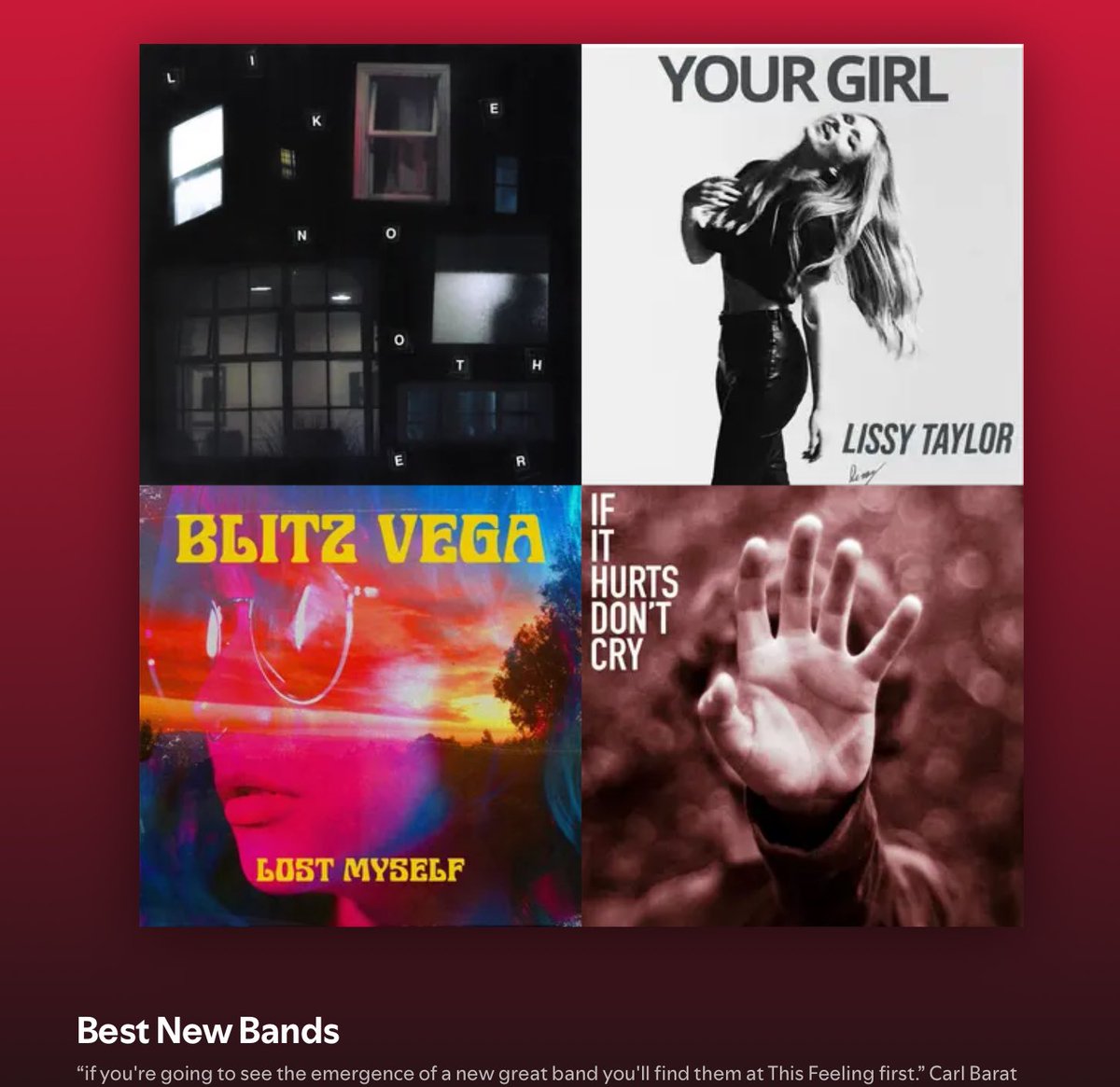 This Feeling (@this_feeling) on Twitter photo Best New Bands playlist adds 28/2024 🎸🔥
@overpass_band
<a href="/LissyTaylor17/">LISSY TAYLOR</a>
<a href="/BlitzVegamusic/">Blitz Vega</a>
<a href="/marseilleband/">Marseille</a>
<a href="/piscespostbox/">pisces</a>
<a href="/TheSilverLines1/">THE SILVER LINES</a>
<a href="/weareuglyclub/">UGLY CLUB is stuck in wendy’s waiting room</a>
<a href="/tnwofficial_/">Tuesday Night Whites</a>
<a href="/resistergla/">RESISTER</a>
<a href="/lower_loveday/">LOWER LOVEDAY</a>
<a href="/concreteclubmcr/">Concrete Club</a>
<a href="/OscarCorney/">Oscar Corney</a>
🔊 open.spotify.com/playlist/3ku8L… Best New Bands playlist adds 28/2024 🎸🔥
@overpass_band
<a href="/LissyTaylor17/">LISSY TAYLOR</a>
<a href="/BlitzVegamusic/">Blitz Vega</a>
<a href="/marseilleband/">Marseille</a>
<a href="/piscespostbox/">pisces</a>
<a href="/TheSilverLines1/">THE SILVER LINES</a>
<a href="/weareuglyclub/">UGLY CLUB is stuck in wendy’s waiting room</a>
<a href="/tnwofficial_/">Tuesday Night Whites</a>
<a href="/resistergla/">RESISTER</a>
<a href="/lower_loveday/">LOWER LOVEDAY</a>
<a href="/concreteclubmcr/">Concrete Club</a>
<a href="/OscarCorney/">Oscar Corney</a>
🔊 open.spotify.com/playlist/3ku8L…