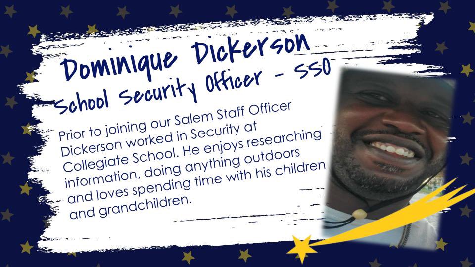 We have a new  #SALEMstar SSO (School Security Officer) Welcome to our family! #ONEccps #SHINEon
