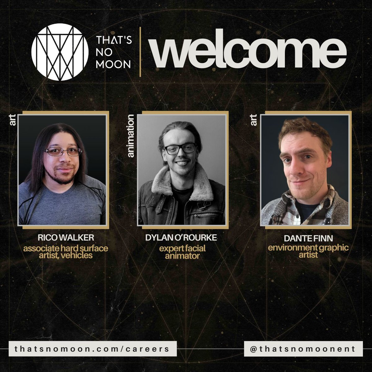 ThatsNoMoonEnt's tweet image. We're thrilled to welcome new members to our team of storytellers! Join us in celebrating the arrival of…

▶️ Rico Walker
▶️ Dylan O'Rourke
▶️ Dante Finn

We want to hear your story, check out our open positions 👇
buff.ly/3gS9SgM