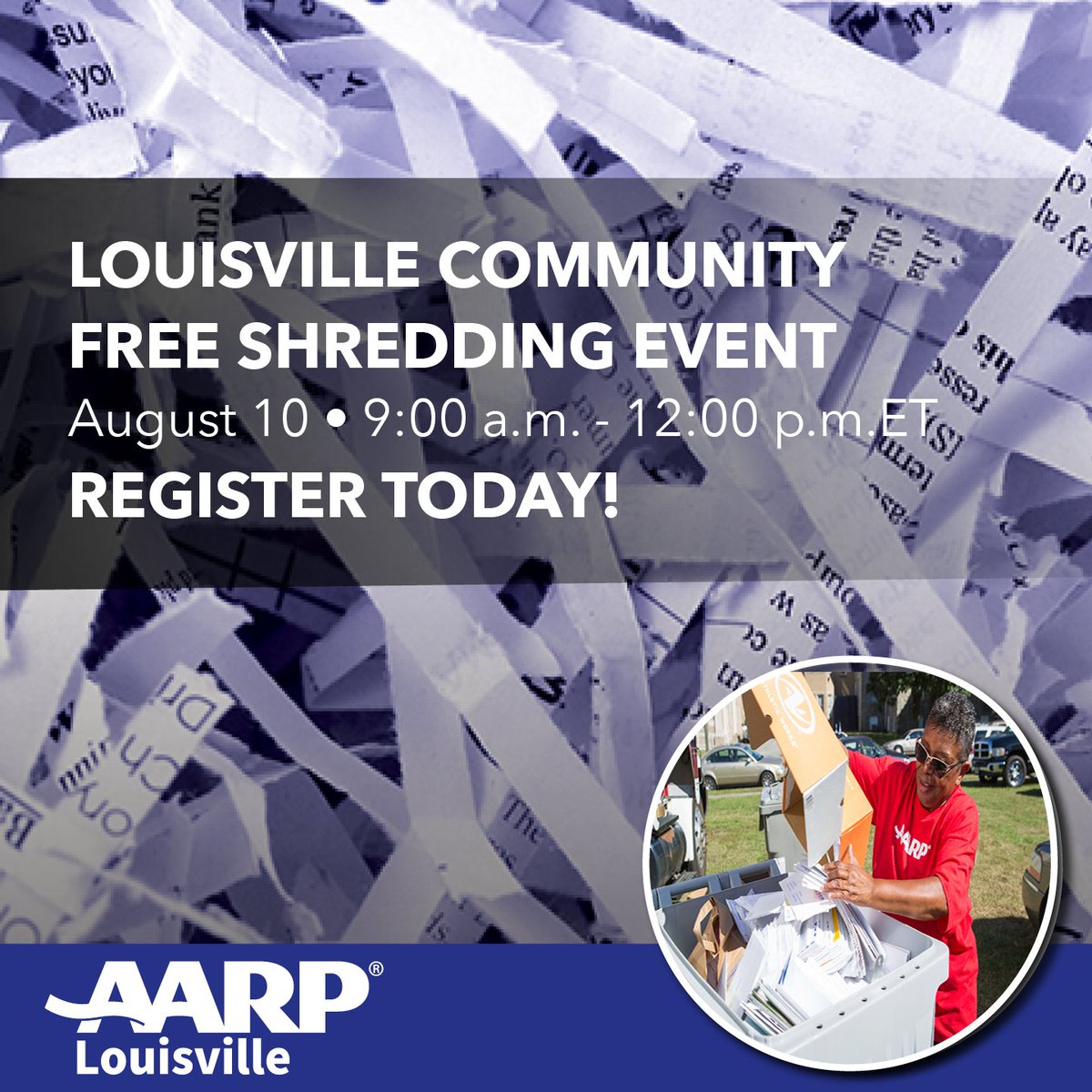 Every two seconds someone's identity is stolen. Join the **FREE <a href="/AARPKY/">AARP Kentucky</a> Secure Shredding Event on Saturday 8/10 | 9 AM to Noon <a href="/AARPKY/">AARP Kentucky</a> 10401 Linn Station Rd #Louisville 40223. ✅ Registration required. ✅ Register online: spr.ly/6014cUVGC | Call us: 877-926-8300 #IDTheft