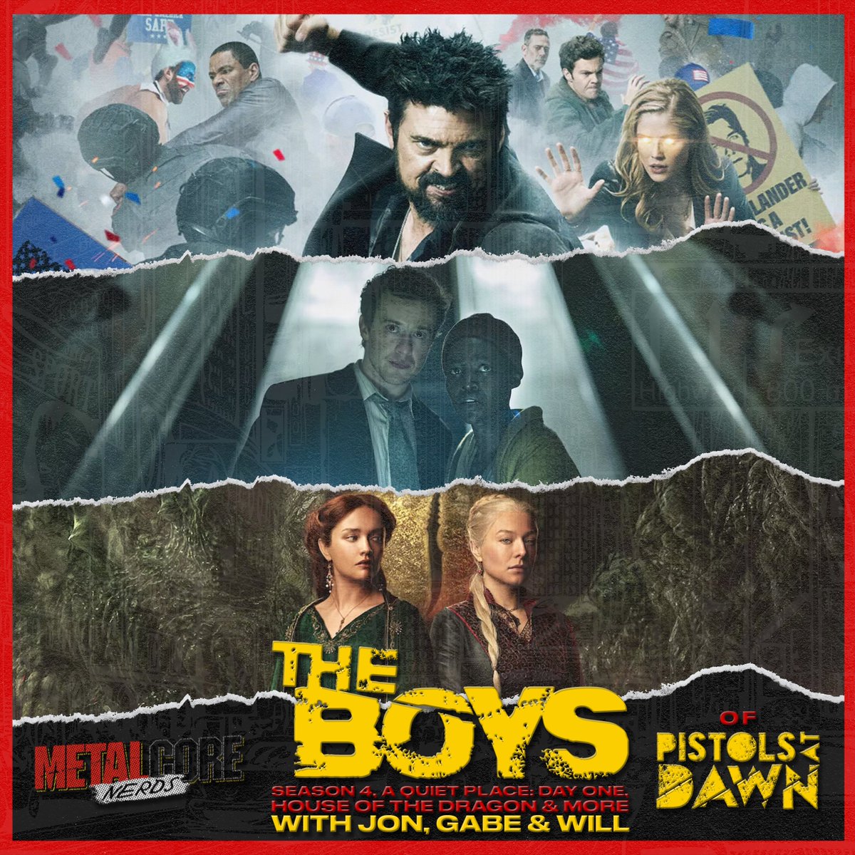 Metalcore Nerds (@metalcorenerds) on Twitter photo This week Sean is joined by Gabe, Jon & Will of <a href="/_PistolsAtDawn_/">Pistols At Dawn</a>! They talk about <a href="/TheBoysTV/">THE BOYS</a> Season 4, #HOTD, <a href="/AQuietPlace/">A Quiet Place</a>: Day One, Godzilla Minus One and so much more!
Listen tonight on <a href="/idobiHowl/">idobi Howl</a> at 7PM EST: ido.bi/howl This week Sean is joined by Gabe, Jon & Will of <a href="/_PistolsAtDawn_/">Pistols At Dawn</a>! They talk about <a href="/TheBoysTV/">THE BOYS</a> Season 4, #HOTD, <a href="/AQuietPlace/">A Quiet Place</a>: Day One, Godzilla Minus One and so much more!
Listen tonight on <a href="/idobiHowl/">idobi Howl</a> at 7PM EST: ido.bi/howl