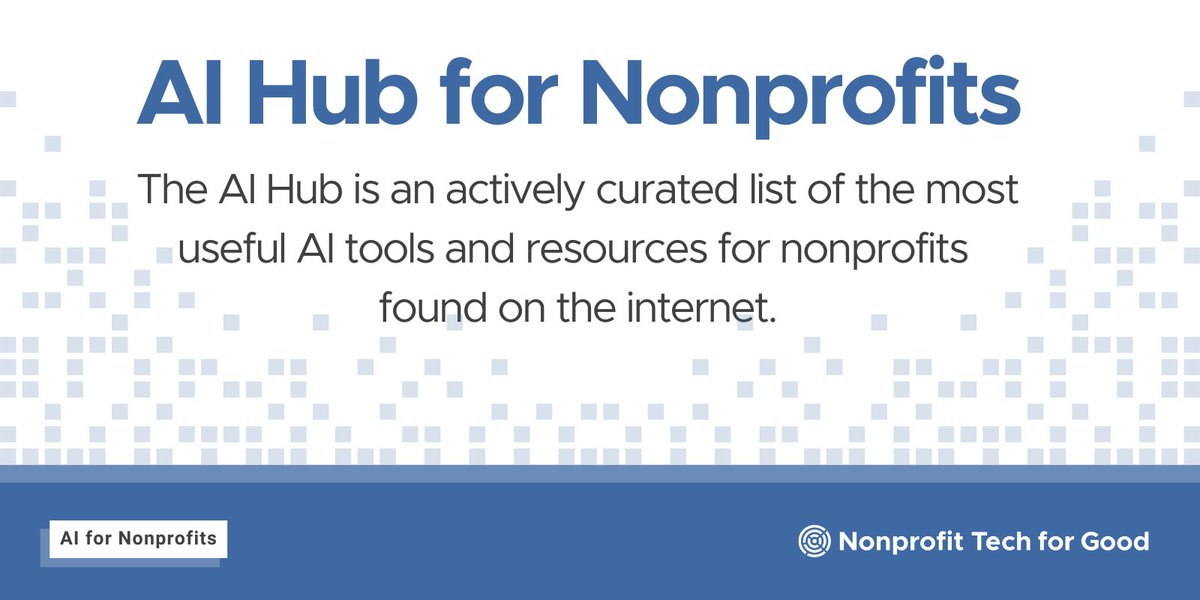 Hi everyone! Nonprofit Tech for Good is building an "AI Hub for Nonprofits" and looking for your input: nptechforgood.com/ai-for-nonprof…

To request an article, podcast, or tool be added to the hub, please share it with our new AI for Nonprofits LinkedIn Group: linkedin.com/groups/14431695 ☑️