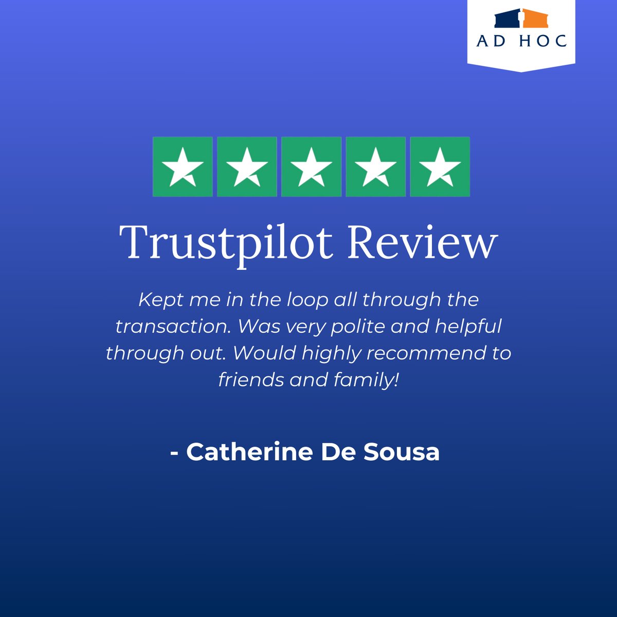 AdHocGuardians's tweet photo. We love #reviews, especially the positive ones! 🌟 Had a great experience with Ad Hoc too? You've got to share it with us!

#TeamAdHoc #Trustpoilot https://t.co/8jepl7SvwK