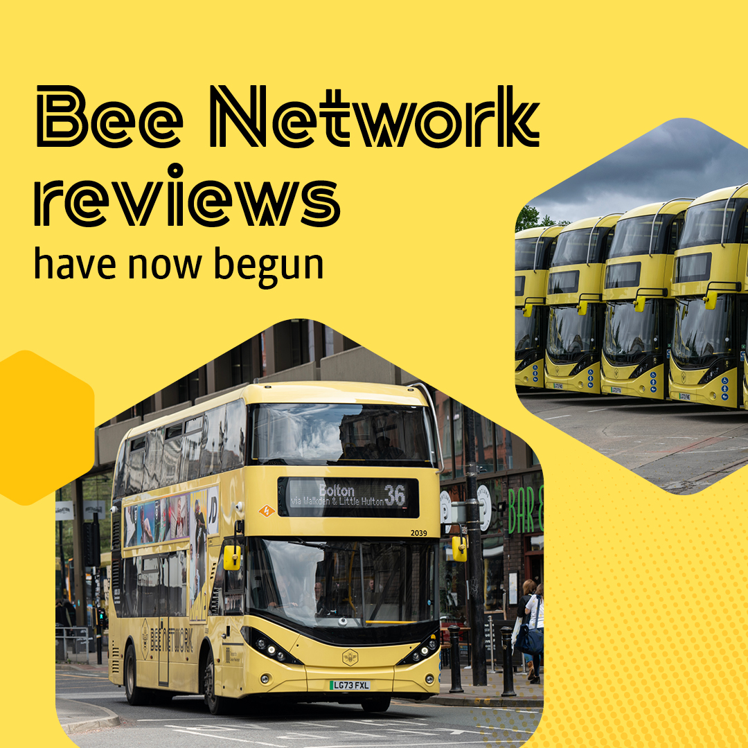 Starting in Bolton and Wigan, Network Reviews will hear from communities in every part of Greater Manchester, further building on the benefits of bringing buses under local control.

Find out more via <a href="/BeeNetwork/">Bee Network</a> 👉 orlo.uk/YWPIF