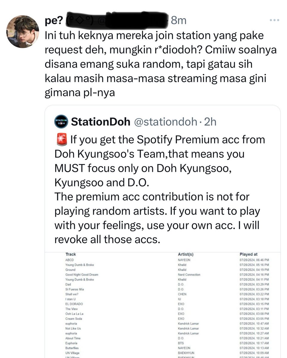 RadioDoh runs collabs to promote Kyungsoo’s music to other fandoms. However, we have not run collabs with several artists listed. Also, while we accept requests, his songs are always the focus. Let’s put effort into streaming Kyungsoo’s songs rather than playing the blame game.