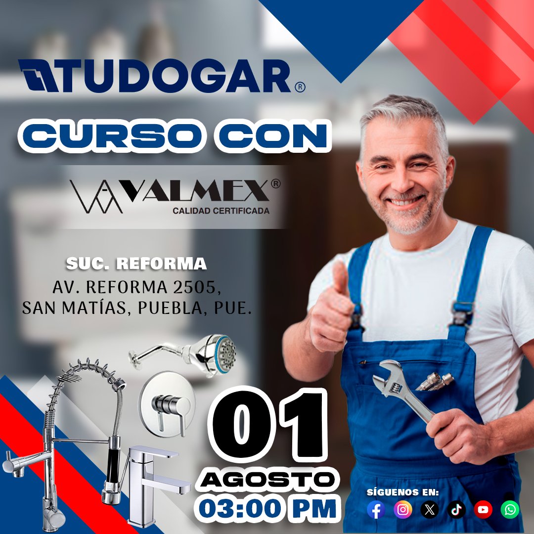 Tudogar's tweet image. 🔧✨ ¡Atención plomeros Tudogar! 🌟

Tenemos curso con Valmex, la marca líder en regaderas, mezcladoras, monomandos y llaves. 🚿🔄🚰

Aprende sobre las últimas tendencias en grifería y mejora tus habilidades. 🔧

#valmex #plomerostudogar #grifería #curso #plomeros #capacitación