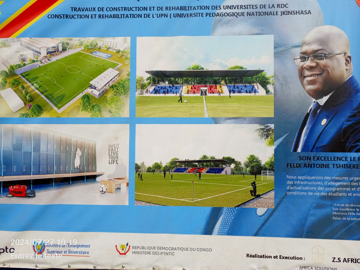 Deogratias Safari - Stop Tueries en Ituri (@safarid) on Twitter photo #kinshasa Lancement des travaux de réhabilitation des terrains de Foot et Basket Ball de l'<a href="/UPN_RDC/">UNIVERSITE PEDAGOGIQUE NATIONALE</a>
Photo actuelle vs photo future (maquette).
<a href="/fatshi13/">Félix A. Tshisekedi</a> <a href="/Presidence_RDC/">Présidence RDC 🇨🇩</a> <a href="/PrimatureRDC/">Primature de la République Démocratique du Congo</a> <a href="/esu_rdc/">MINISTÈRE DE L'ESU</a> <a href="/bilemboyabeton/">BILEMBO ya Béton</a> <a href="/cabinet_esuRDC/">MINISTÈRE DE L'ESURSI/RDC</a>
<a href="/Com_mediasRDC/">Ministère de la Communication et Médias/RDC</a> <a href="/sombo_therese/">Marie -Thérèse SOMBO AYANNE</a> <a href="/UNESCOKinshasa/">UNESCO RDC</a> #Beton #kinshasa Lancement des travaux de réhabilitation des terrains de Foot et Basket Ball de l'<a href="/UPN_RDC/">UNIVERSITE PEDAGOGIQUE NATIONALE</a>
Photo actuelle vs photo future (maquette).
<a href="/fatshi13/">Félix A. Tshisekedi</a> <a href="/Presidence_RDC/">Présidence RDC 🇨🇩</a> <a href="/PrimatureRDC/">Primature de la République Démocratique du Congo</a> <a href="/esu_rdc/">MINISTÈRE DE L'ESU</a> <a href="/bilemboyabeton/">BILEMBO ya Béton</a> <a href="/cabinet_esuRDC/">MINISTÈRE DE L'ESURSI/RDC</a>
<a href="/Com_mediasRDC/">Ministère de la Communication et Médias/RDC</a> <a href="/sombo_therese/">Marie -Thérèse SOMBO AYANNE</a> <a href="/UNESCOKinshasa/">UNESCO RDC</a> #Beton
