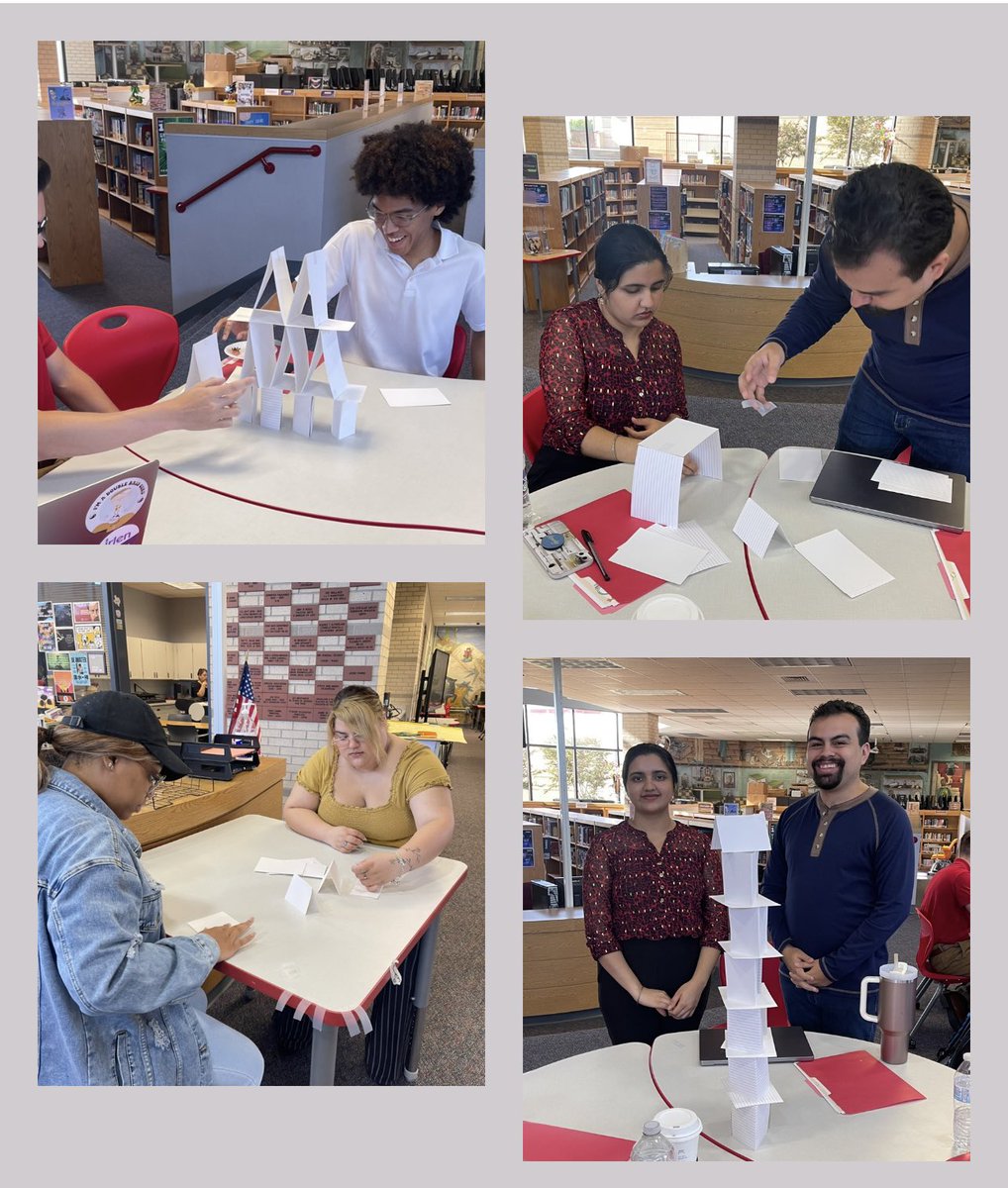 DrSWBostic's tweet photo. I enjoyed meeting our new teachers today at ROOKIE MUSTANG CAMP. 
They collaborated together to try to build the tallest tower with ONE hand. 
We also played a game of BINGO!
#ODMS #WeChoseODMS
@AliefISD @ODMSMustangs https://t.co/2kuL8KCInY