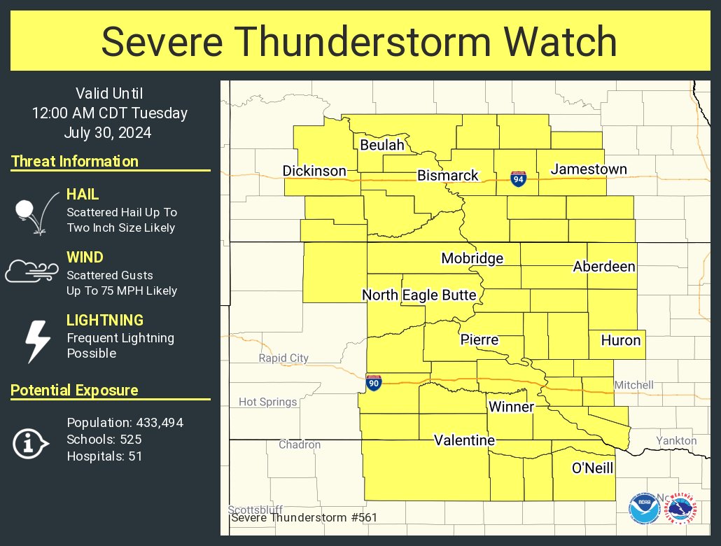 A severe thunderstorm watch has been issued for parts of Nebraska ...