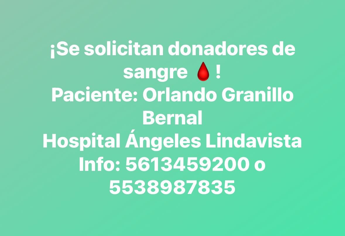 TUDNRadio (@tudnradio) on Twitter photo 🚨Nuestro compañero Orlando Granillo necesita donadores de sangre🩸 <a href="/ElOrlandao/">Orlando Granillo</a> 🙏
🔁RT x favor.
Más información👇 🚨Nuestro compañero Orlando Granillo necesita donadores de sangre🩸 <a href="/ElOrlandao/">Orlando Granillo</a> 🙏
🔁RT x favor.
Más información👇