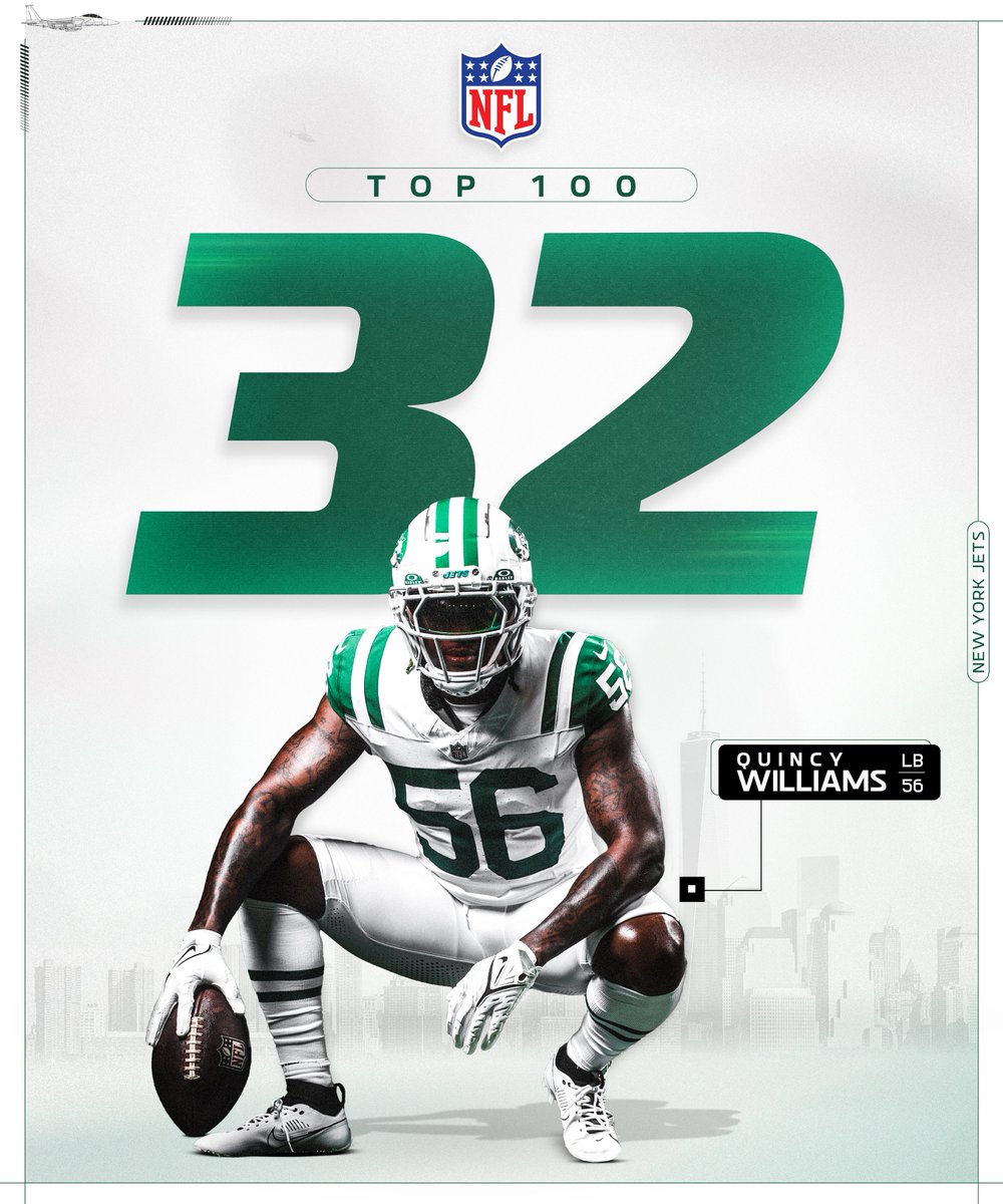 nyjets's tweet photo. All-Pro @quincywilliams_ grabs his spot on the list.

Stream #NFLTop100 on NFL+ https://t.co/y5YtJWdDHL