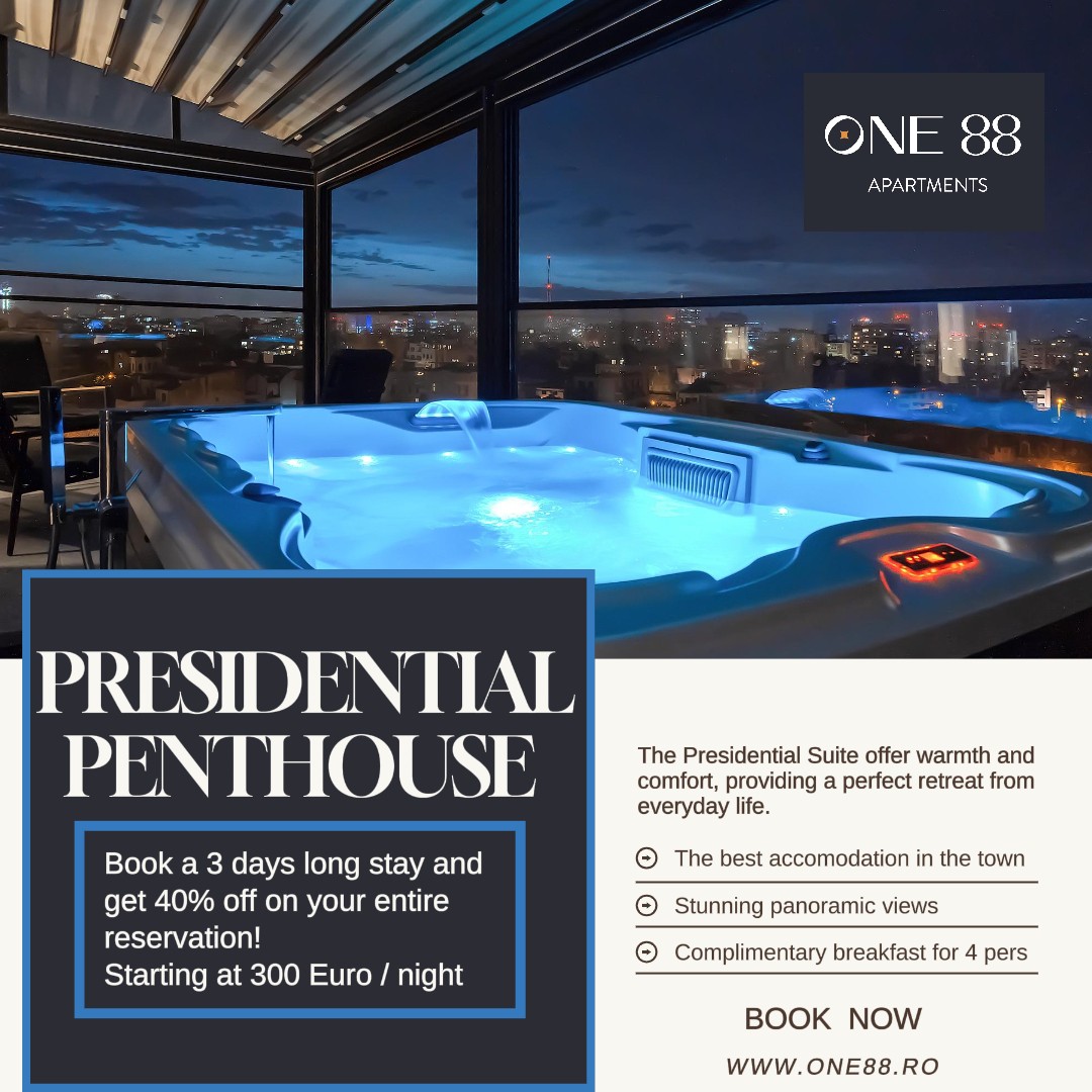 One88Apartments's tweet photo. We invite you to experience supreme refinement and unmatched elegance in our exclusive penthouse at One 88 Apartments. Situated in the heart of Bucharest, our apartment offers spectacular panoramic views and a luxurious ambiance that redefines hospitality standards!   #One88 https://t.co/ZjZbTkaF3B