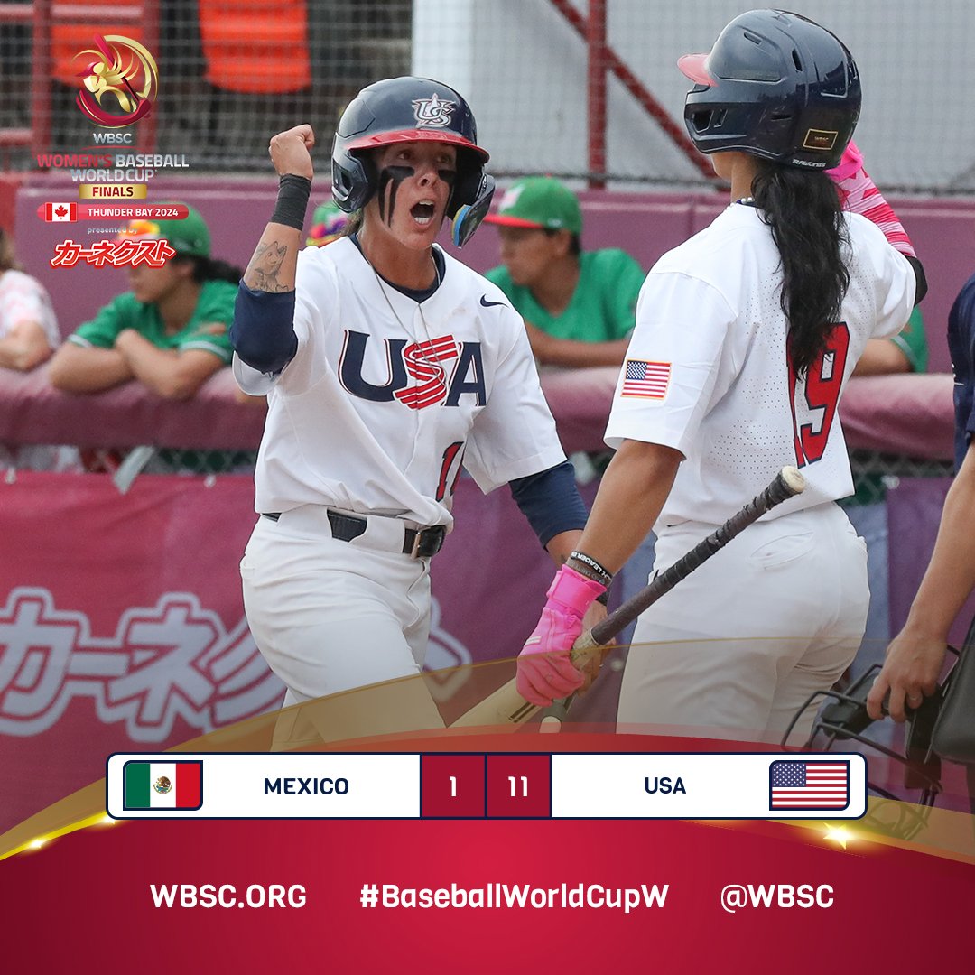 WBSC's tweet photo. 💪🇺🇸 USA flexing muscles! 

🏆⚾ WBSC Women's Baseball World Cup - Finals
#BaseballWorldCupW https://t.co/arFWXfw0jy