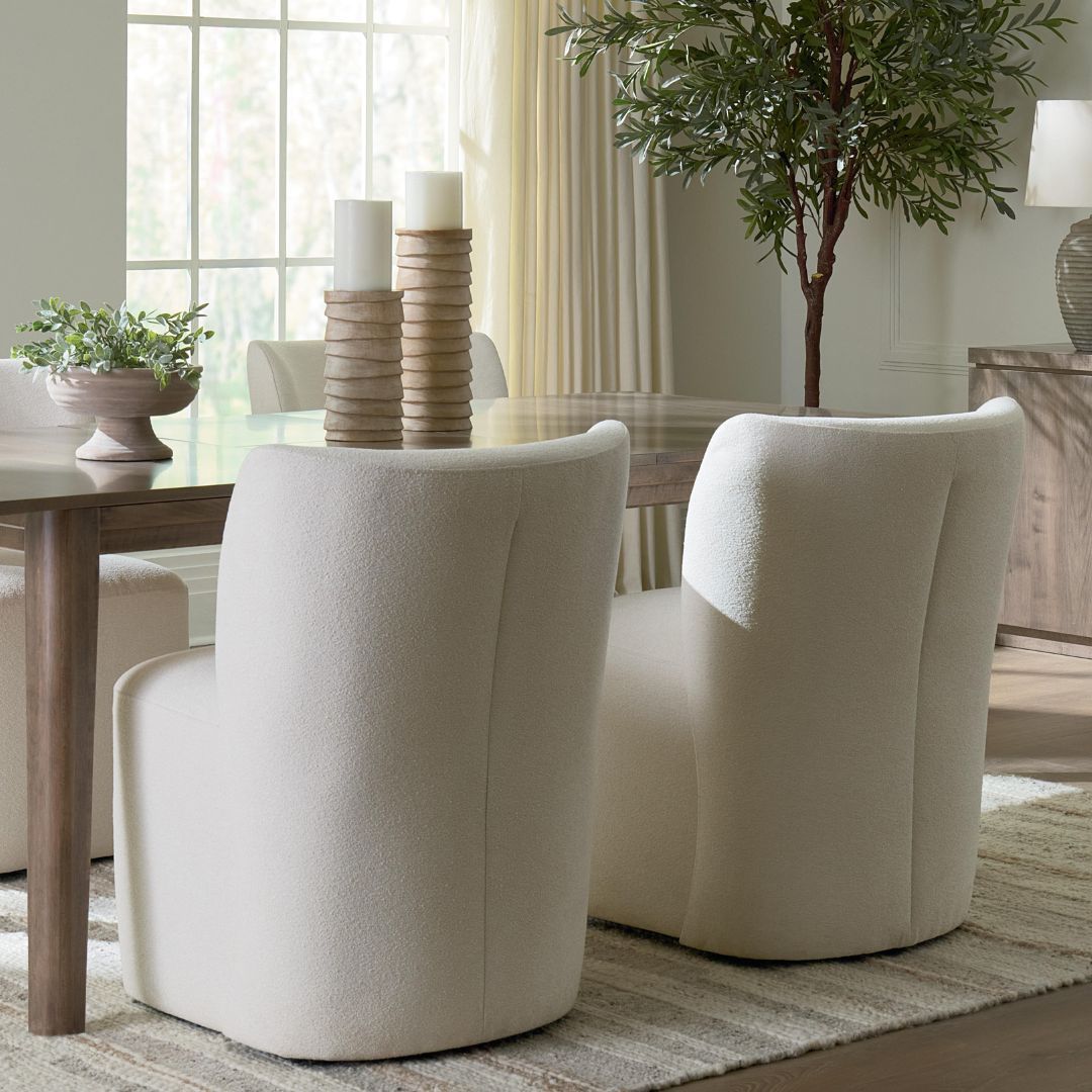 Chic comfort, on wheels – meet the new star of dining rooms everywhere! ⭐ A subtly curving silhouette helps the Reed Upholstered Dining Chair slide into any dining room setting, including yours. buff.ly/3LMGQuV

#DiningChairs #diningroom #dinnerparty #homeinspo