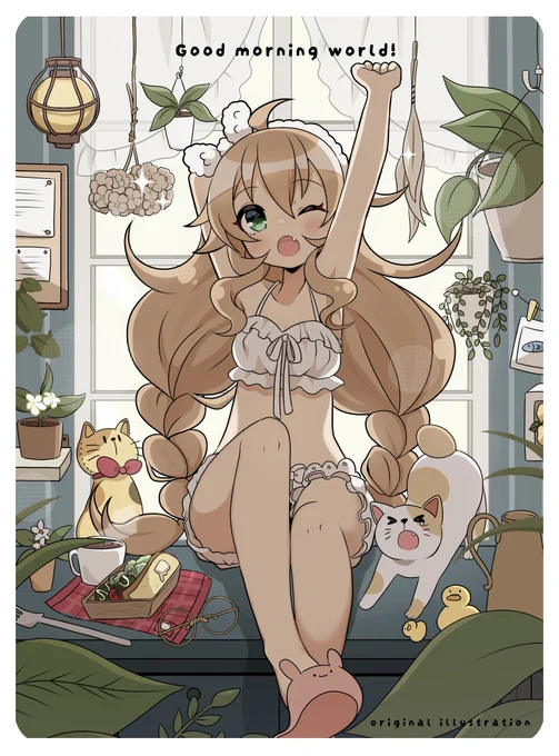 「おはよー」#original #illustration 