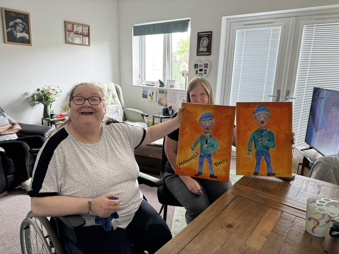 Shirley from our Teviot Court service had her first art lesson today and wanted to draw one of her favourite artists from Britain's Got Talent.  She had a great morning learning new ways to use her acrylic paints with an expert! #amazingtalent