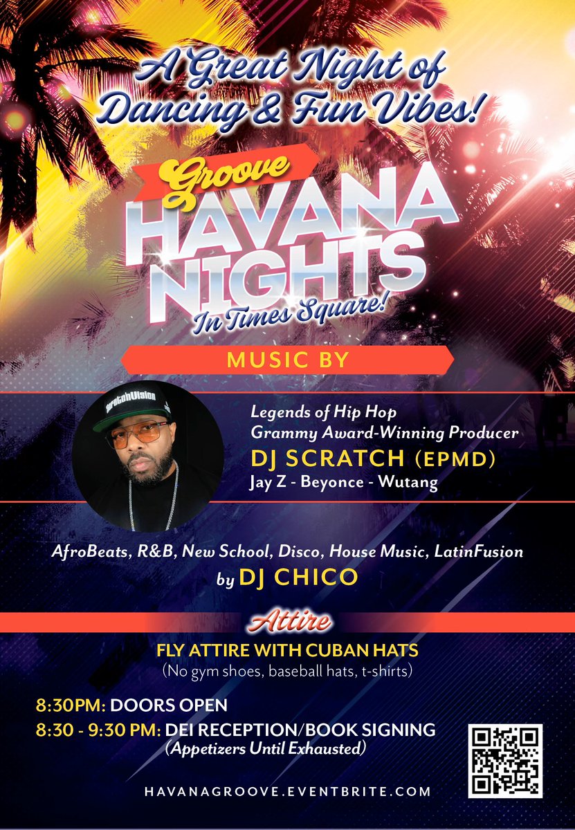 NationalMedAssn's tweet image. Get ready to dance the night away at the Havana Nights Groove presented by the Council on Violence Prevention! This exciting event will take place on Sunday, August 4, 2024, at 8:30 PM. GET YOUR TICKETS HERE: bityl.co/RJDe 
#DanceForACause #ViolencePrevention #DJScratch