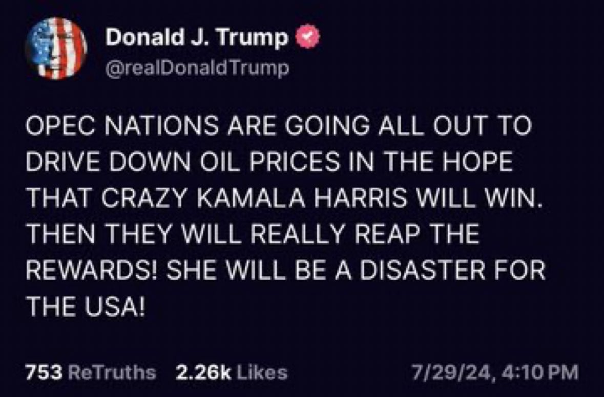 Funny, if gas prices were up it would be Biden’s fault.