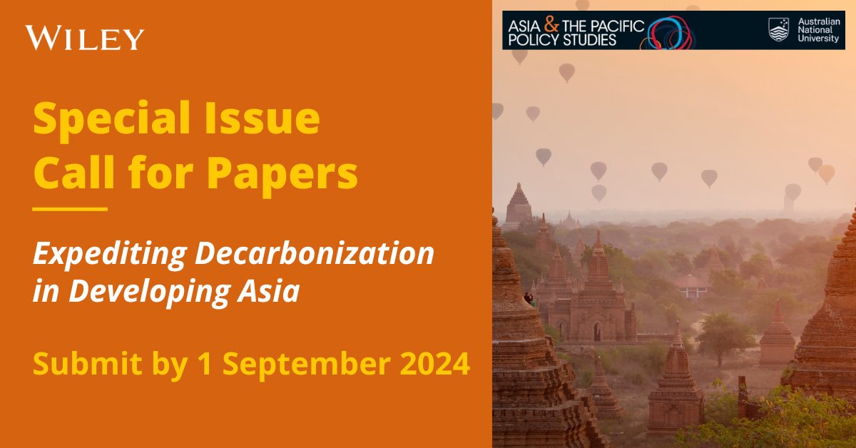 📢 #CFP Asia &amp; the Pacific Policy Studies invites submissions for a forthcoming Special Issue: Expediting Decarbonization in Developing Asia: ow.ly/Mxhw50RuM3V

Guest Editor: <a href="/donamthang09/">Thang Nam Do</a> <a href="/APPSCrawford/">Asia & the Pacific Policy Studies</a> <a href="/ANUCrawford/">ANU Crawford School of Public Policy</a> <a href="/devpolicy/">devpolicy.org</a>