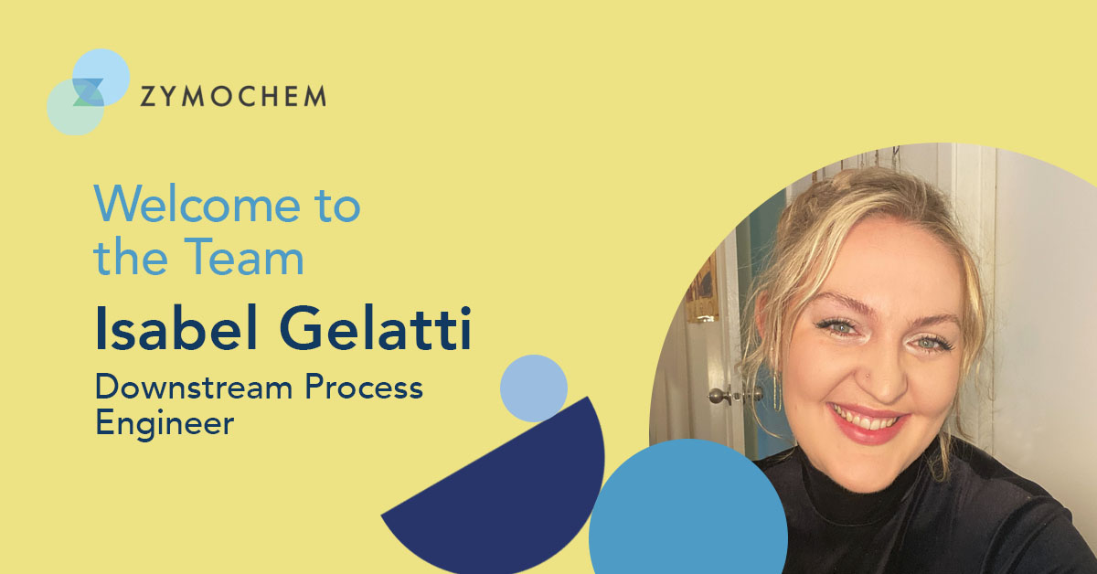 Time to meet more of the growing <a href="/ZymoChem/">ZymoChem</a> team!  

Introducing Isabel Gelatti, our Downstream BioProcess engineer, assisting ZymoChem in rapidly scaling our latest material, BAYSE. 

Interested in building a more sustainable future too?  Learn more at zymochem.com/careers