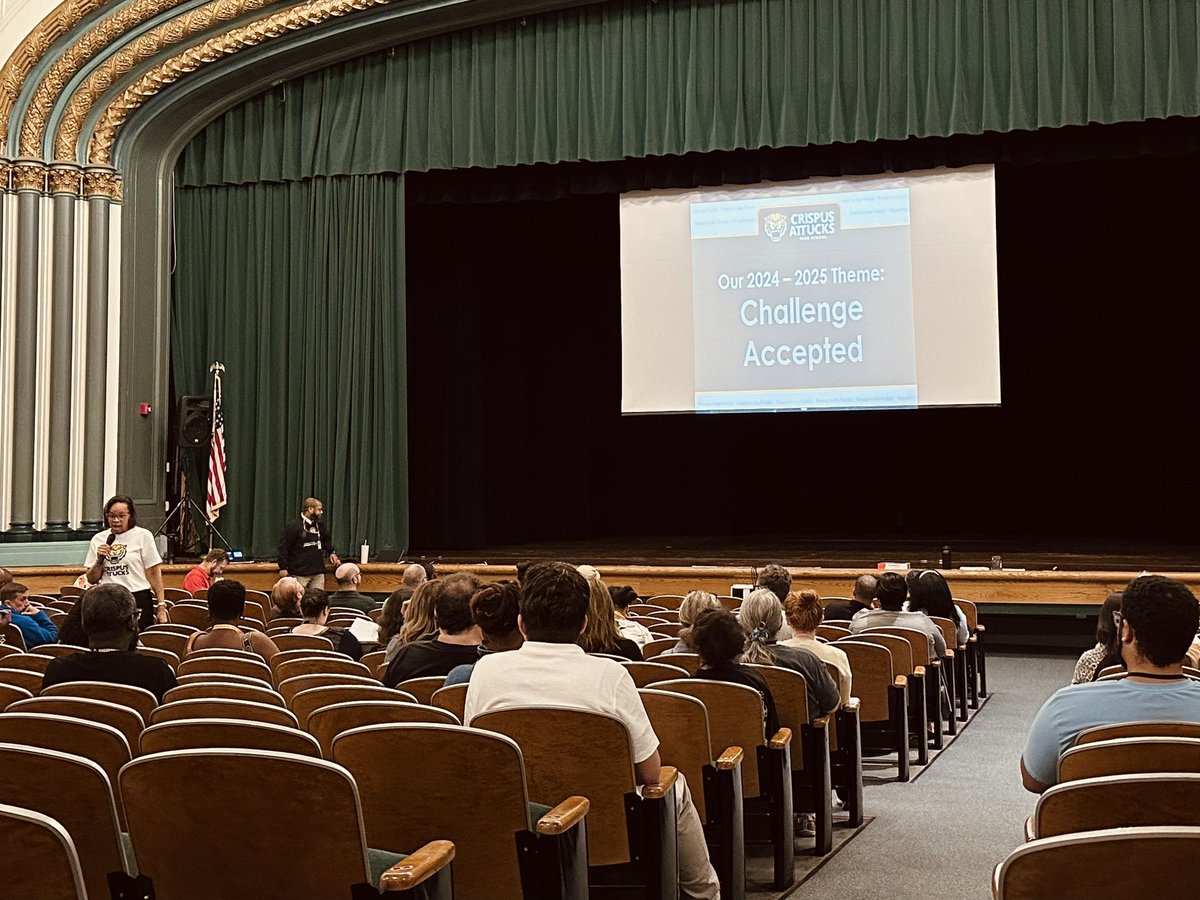drkellydurr's tweet photo. Love the “Challenge Accepted” theme presented at the Crispus Attucks staff kickoff today!💚💛
@CAttucksIPS https://t.co/u18PhZ9LLR