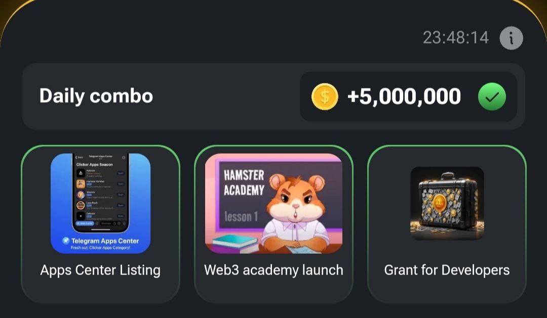 TelegramTappers's tweet photo. Hamster daily combo
#Paris2024 #อิงล็อต #BINIatKCON2024 #hamster #hamsterkombatcombo #HamsterCEO #AVACOIN #AVACNlistBitget #AVACNBitMartListing #Pixelverse https://t.co/uehmZzRpo5