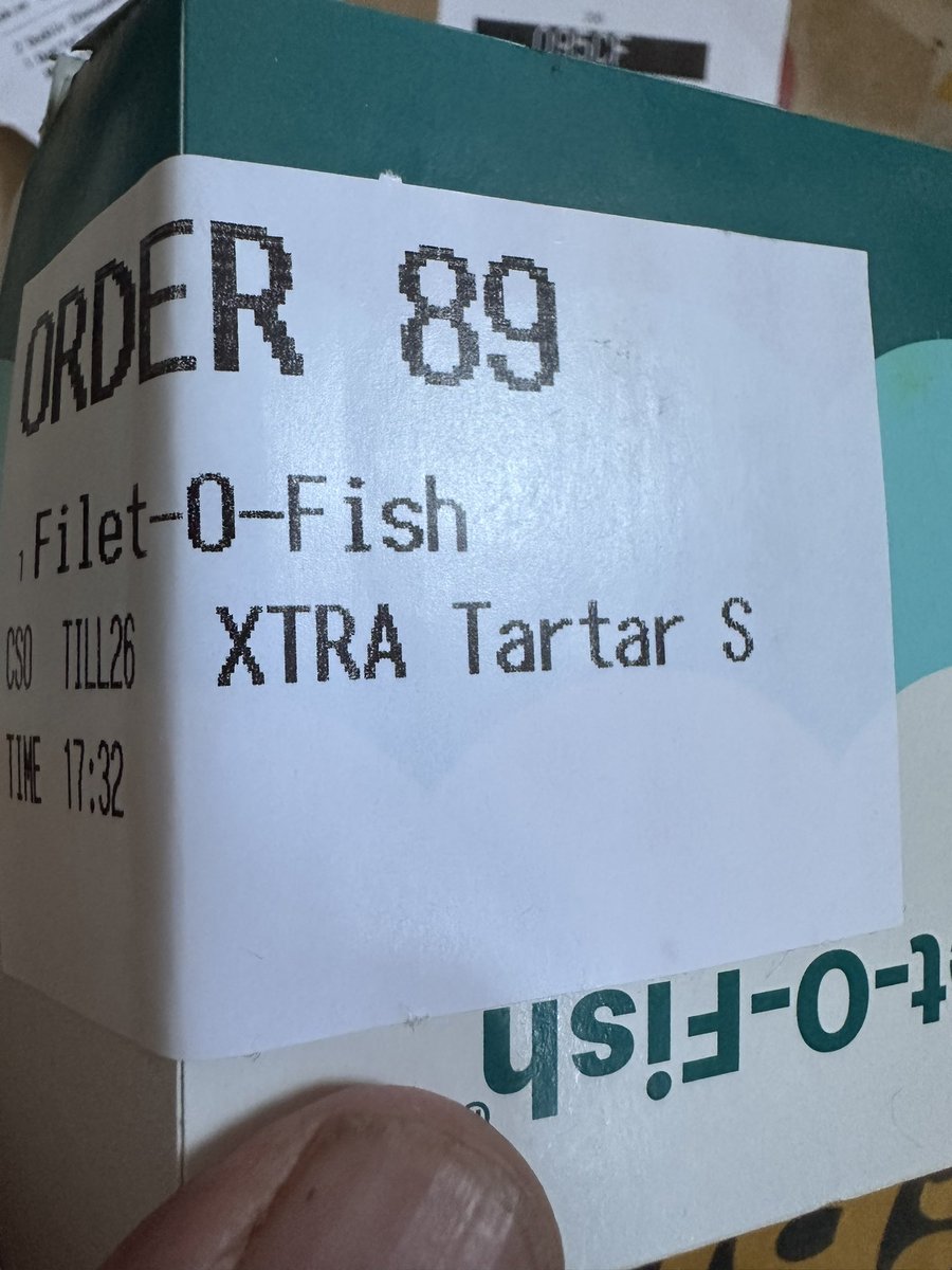 Lucksk1's tweet photo. @McDonalds @UberEats 
So incorrect order and my son wanted filet o fish NO tartar sauce. On receipt and we got Extra Tarter 
No one will replace or refund. So poor boy has no tea unless we reorder. Customer service second to rubbish. https://t.co/yeDDAwKIle