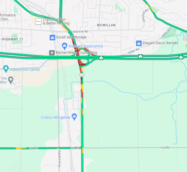 NewsRadioVAN's tweet photo. 10:39 #AbbotsfordBC
Two issues on Sumas Way near #BCHwy1
A 3-car crash on #SumasWay northbound at the #BCHwy1 overpass in the left lane.
And a stall on #SumasWay northbound near Lonzo also in the left lane. #BCHwy11 @EAMOperations @DriveBC https://t.co/zwgo3y1AKU