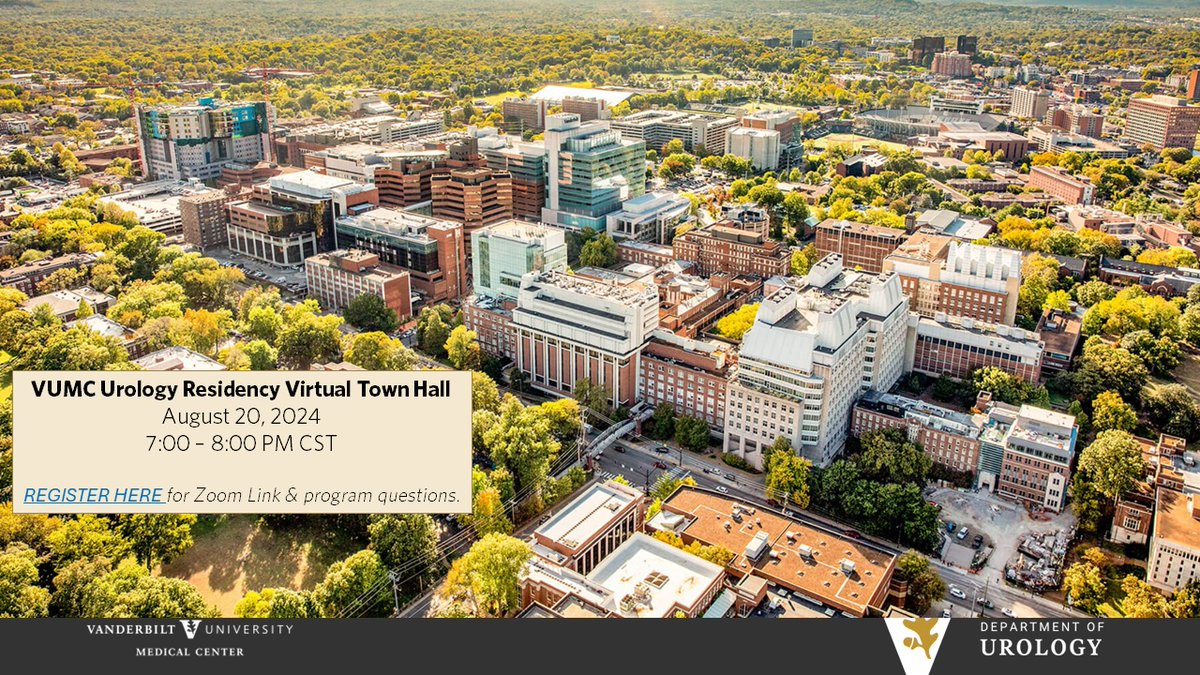 Vanderbilt Urology (@vumcurology) on Twitter photo Join <a href="/VUMCurology/">Vanderbilt Urology</a> for a virtual town hall on 8/20/24 at 7 PM CST. You can register and submit questions in advance using the link below. We look forward to seeing you then! #Match2025 #Urology
nam12.safelinks.protection.outlook.com/?url=https%3A%… Join <a href="/VUMCurology/">Vanderbilt Urology</a> for a virtual town hall on 8/20/24 at 7 PM CST. You can register and submit questions in advance using the link below. We look forward to seeing you then! #Match2025 #Urology
nam12.safelinks.protection.outlook.com/?url=https%3A%…