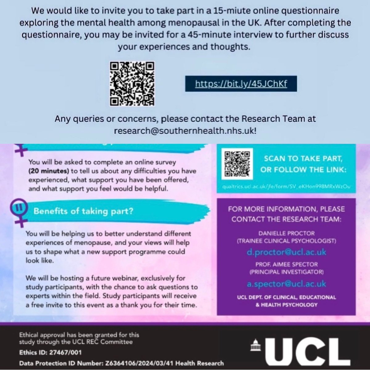 Please support us by taking part or sharing information about these research studies 🙏.