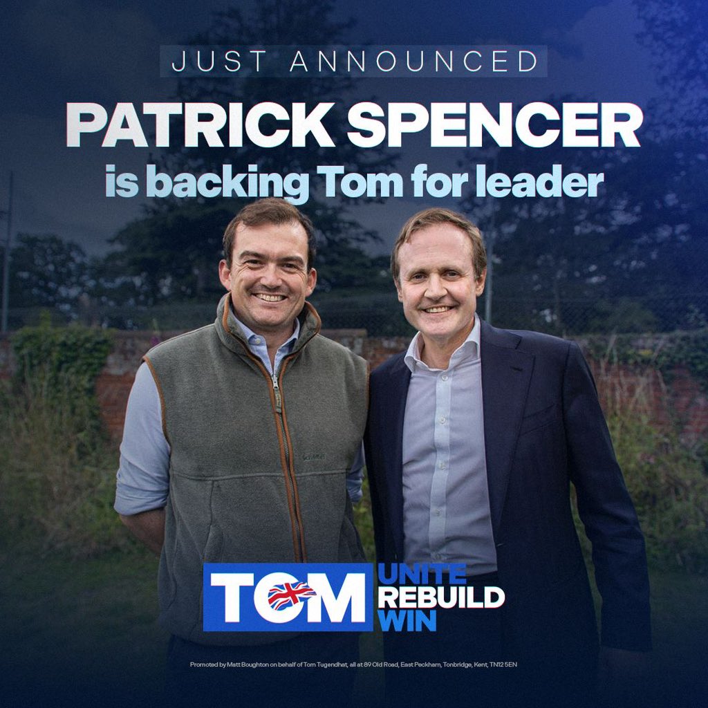 pspencer_CSNI's tweet photo. I’m backing @TomTugendhat for Leader of the #Conservatives. The field is full of talent and ability, but I know Tom can unite the party , appeal to voters across the spectrum and will make a superb Prime Minister. https://t.co/KhvRjgQ4VC