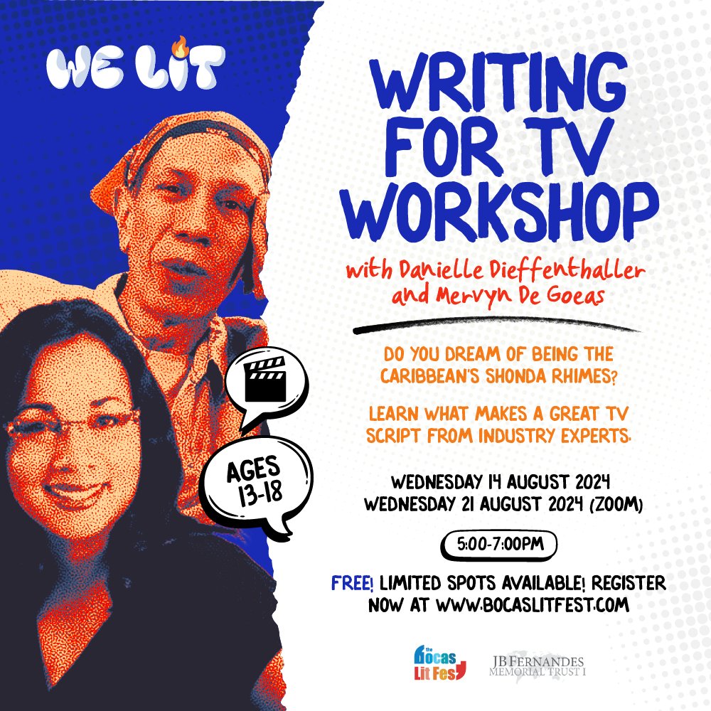bocaslitfest's tweet photo. Do you dream of being the Caribbean’s Shonda Rhimes? Learn what makes a great TV script from industry experts in this 2-part workshop.
🗓 Wed 14 & 21 Aug
🕙5-7 pm (Zoom)
✅FREE!
Register at: https://t.co/K4te0XdkhH
#bocas2024 #welit2024 #youthworkshops2024 #writingforTV https://t.co/g7oVgsJJkd