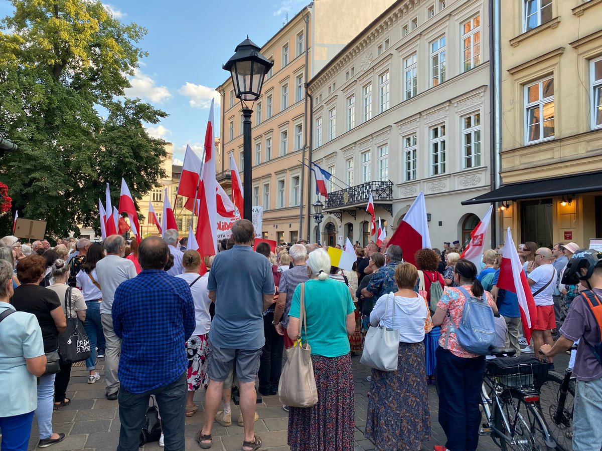 Happening now: Poles pray the rosary in reparation outside the French consulate in Krakow.