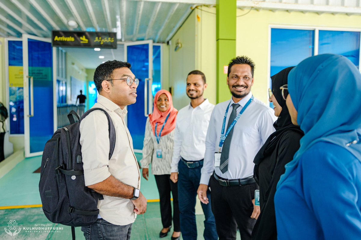 KRHmv's tweet photo. Quality Champion and ambassador for quality and care, Dr. Faisal Saeed from @BestCareMV visits Kulhudhuffushi City. Dr. Faisal Saeed is a key contributor to our efforts to improve patient experience and care at Kulhudhuffushi Regional Hospital.

@MoHmv 
@governmentmv 
@presidencymv