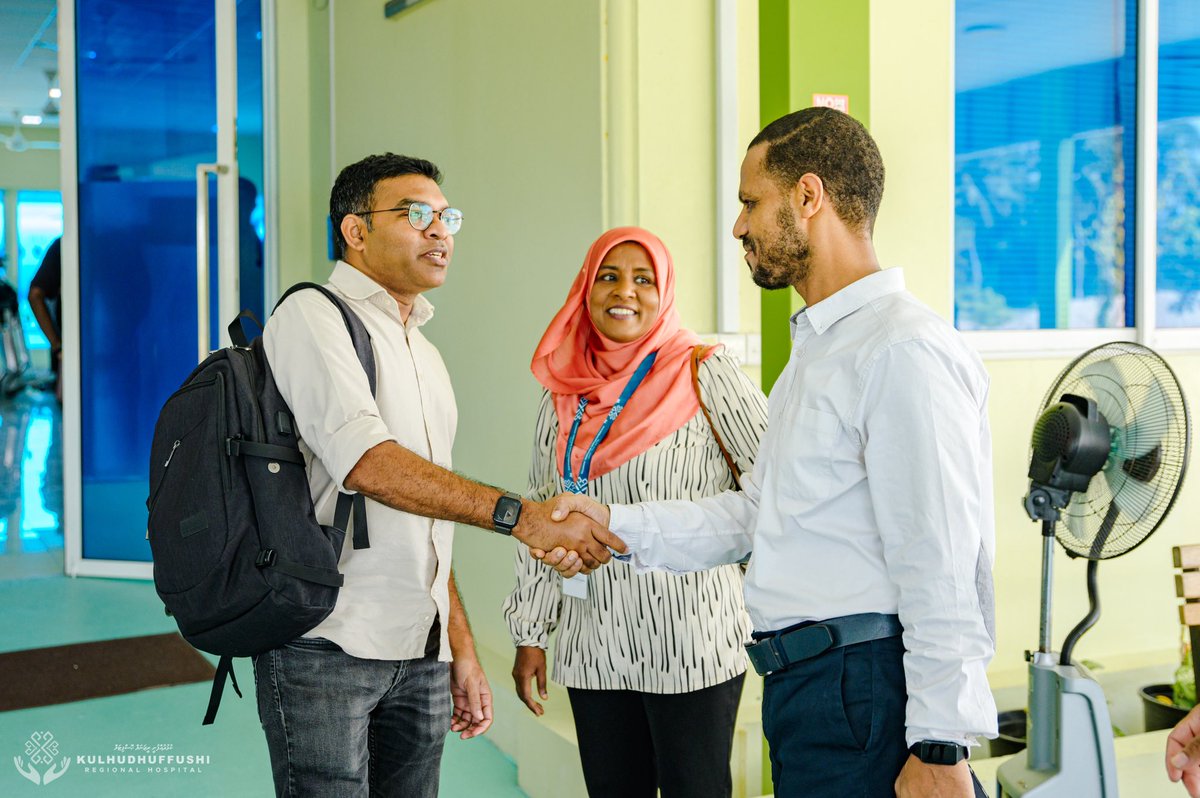 KRHmv's tweet photo. Quality Champion and ambassador for quality and care, Dr. Faisal Saeed from @BestCareMV visits Kulhudhuffushi City. Dr. Faisal Saeed is a key contributor to our efforts to improve patient experience and care at Kulhudhuffushi Regional Hospital.

@MoHmv 
@governmentmv 
@presidencymv