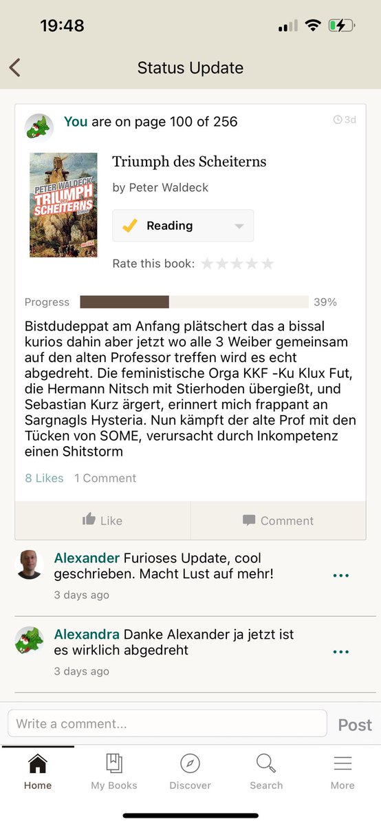 awogfli's tweet photo. Danke @HHochmiller für das #Buch hier mein erstes Status update #lesen #goodreads #yourbook #lovelybooks #Literatur https://t.co/1kJGhIYhmP