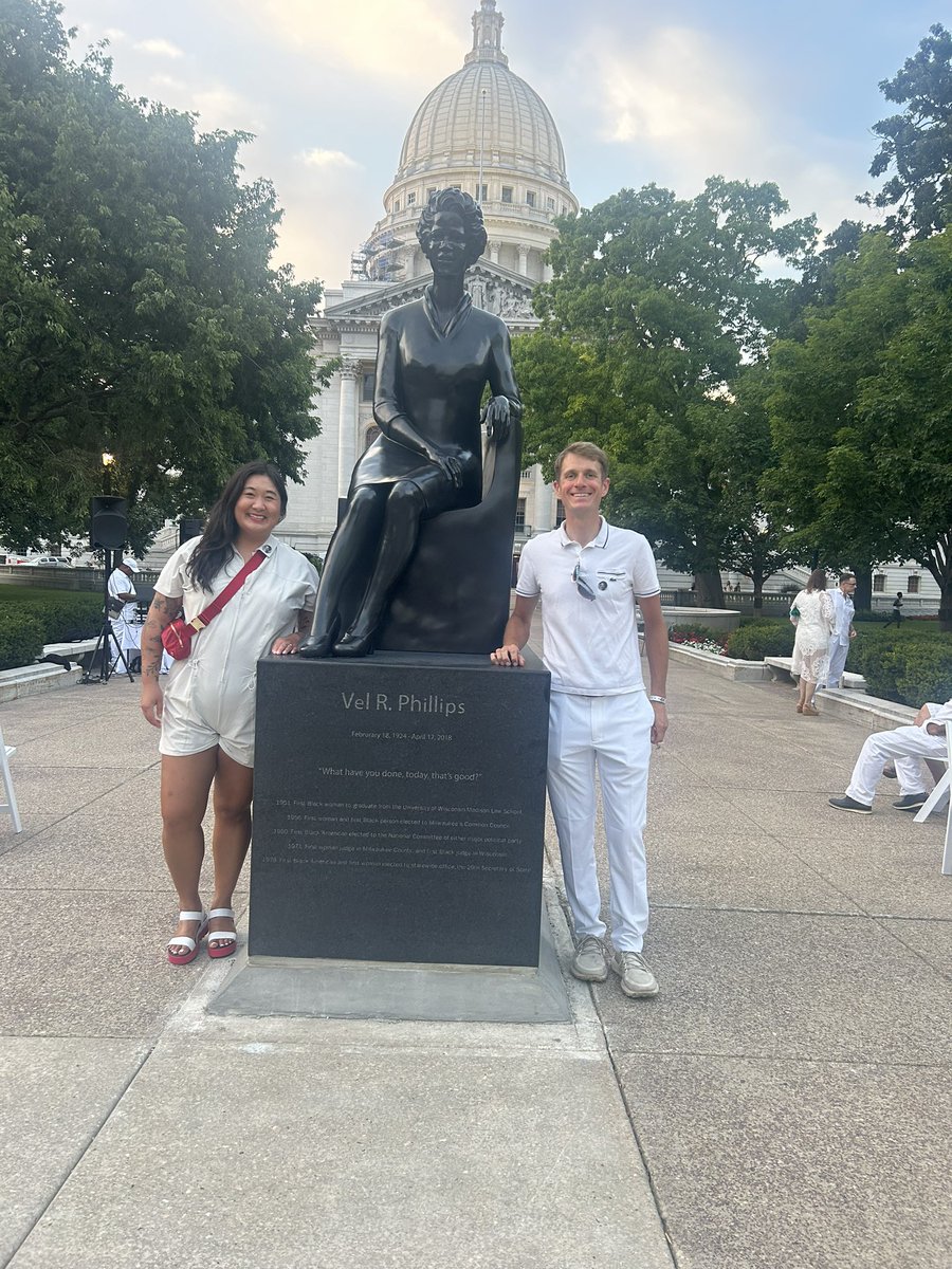 A beautiful night for the unveiling of the Vel R. Phillips sculpture outside of the Wisconsin State Capitol. Vel was a trailblazer: first African American female to graduate from <a href="/WisconsinLaw/">University of Wisconsin Law School</a> and to hold statewide public office in the U.S. An incredible role model and leader!
