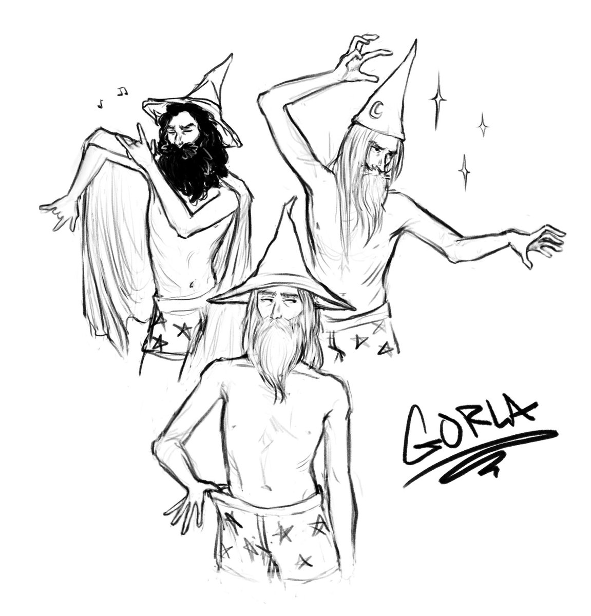Sketched wizards when I should have been studying tomes