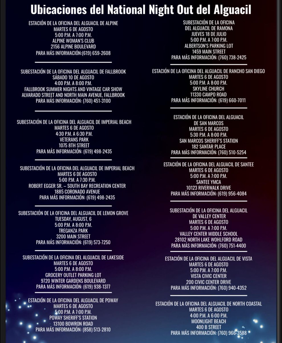 Join your local law enforcement and other participating organizations for this nationwide event. We'll be at the Alpine Station at the Alpine Women's Club from 5-7 PM on Tuesday, August 6th!