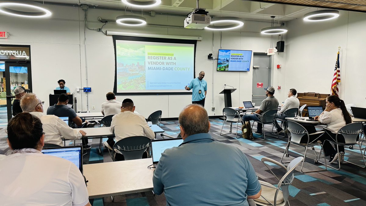 mdcspd's tweet image. On 7/25/24, SPD hosted a Vendor Registration Bootcamp at North Dade Regional Library. SPD staff assisted approximately 50 local businesses to register as County vendors and to update their profiles in INFORMS. For future sessions, visit: miamidade.gov/VendorBootcamp #miamidade