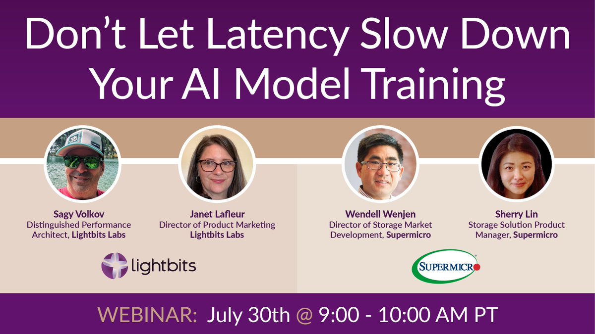 LightbitsLabs's tweet image. Join Lightbits Labs & Supermicro's webinar TOMORROW to learn how to eliminate infrastructure bottlenecks and accelerate your AI initiatives.
Register now: brighttalk.com/webcast/17999/…
#databasestorage #infrastructureoptimization #gpuacceleration #modeltraining #latencyreduction