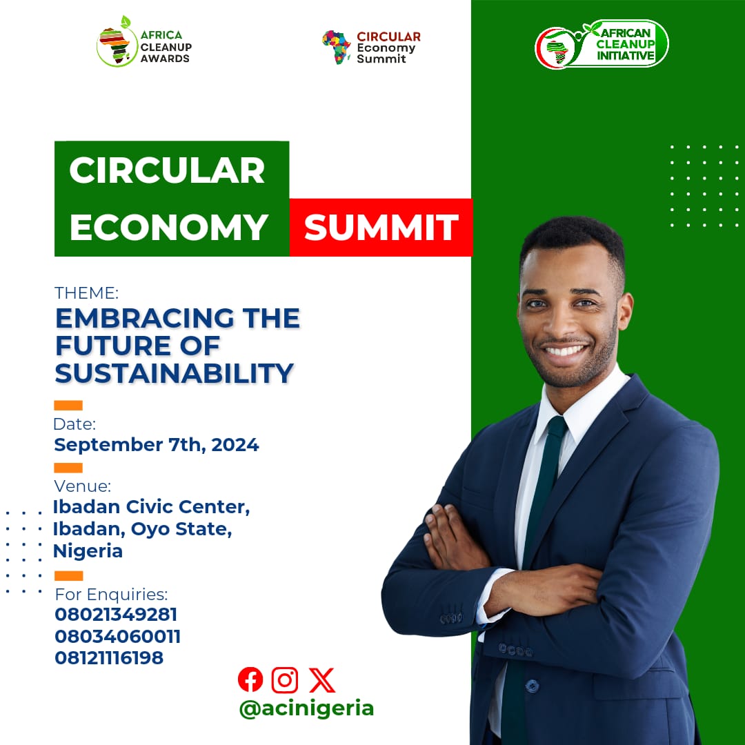 #ACI (@acinigeria) on Twitter photo Hello,
#Registration for the #CircularEconomySummit has started: It's a FREE pass but REGISTRATION is required to have an access code.
tinyurl.com/ACC2024Registr…
Look forward to welcoming you to the beautiful city of Ibadan.
Green Regards
<a href="/UN_Nigeria/">United Nations Nigeria</a> <a href="/UNEP/">UN Environment Programme</a> <a href="/oyostategovt/">Oyo State Government</a> Hello,
#Registration for the #CircularEconomySummit has started: It's a FREE pass but REGISTRATION is required to have an access code.
tinyurl.com/ACC2024Registr…
Look forward to welcoming you to the beautiful city of Ibadan.
Green Regards
<a href="/UN_Nigeria/">United Nations Nigeria</a> <a href="/UNEP/">UN Environment Programme</a> <a href="/oyostategovt/">Oyo State Government</a>