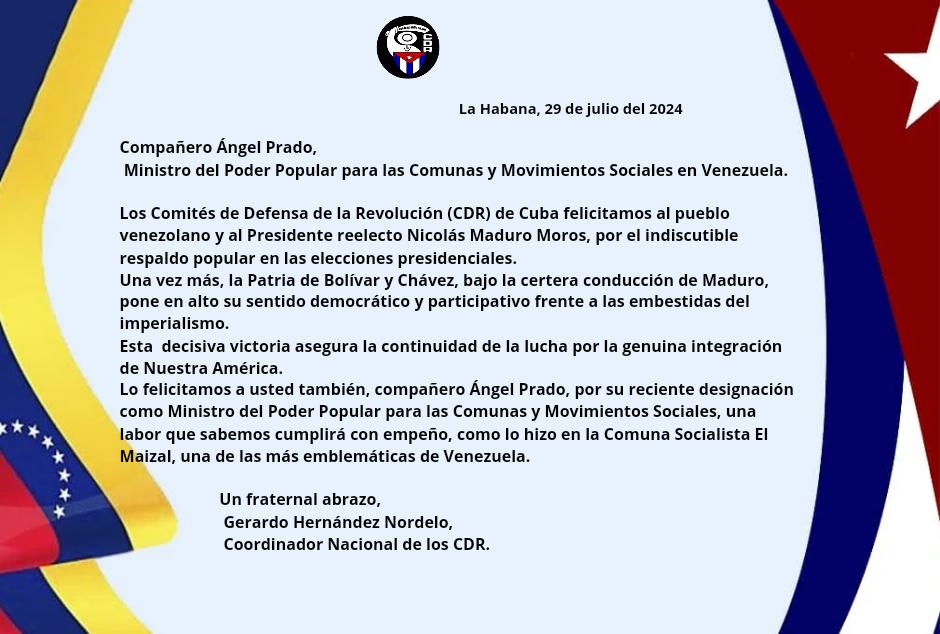 GHNordelo5's tweet photo. iFelicidades #Venezuela! iFelicidades Presidente @NicolasMaduro! #Cuba #CDRCuba #MaduroPresidente https://t.co/GbRX6cY17c