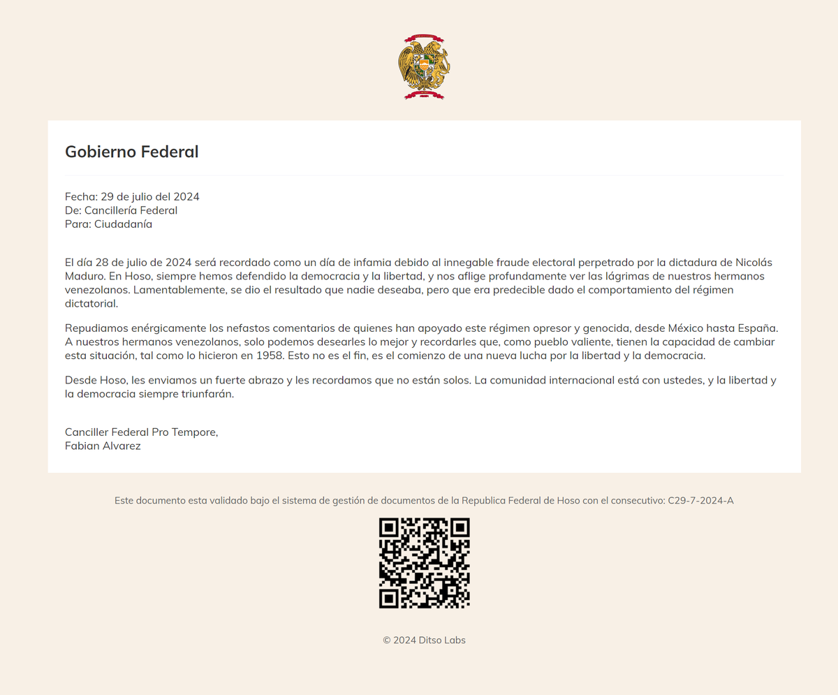 Comunicado Oficial de la situación de Venezuela 📢