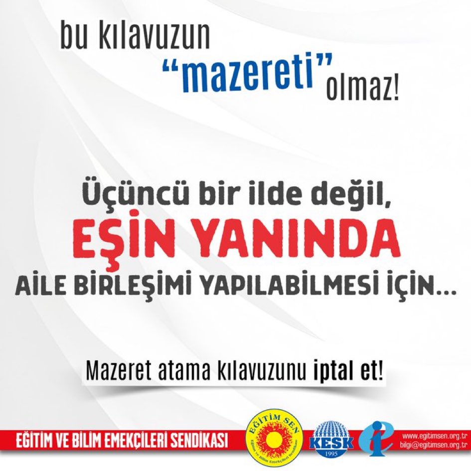 Aile birleşimi ailemizin yanıdır.Sizin belirlediğiniz yer olamaz. #MazeretAtamaKılavuzunuİptalEt
