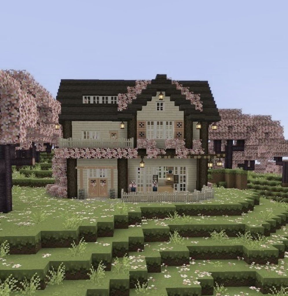 this cherry blossom minecraft house is so cute