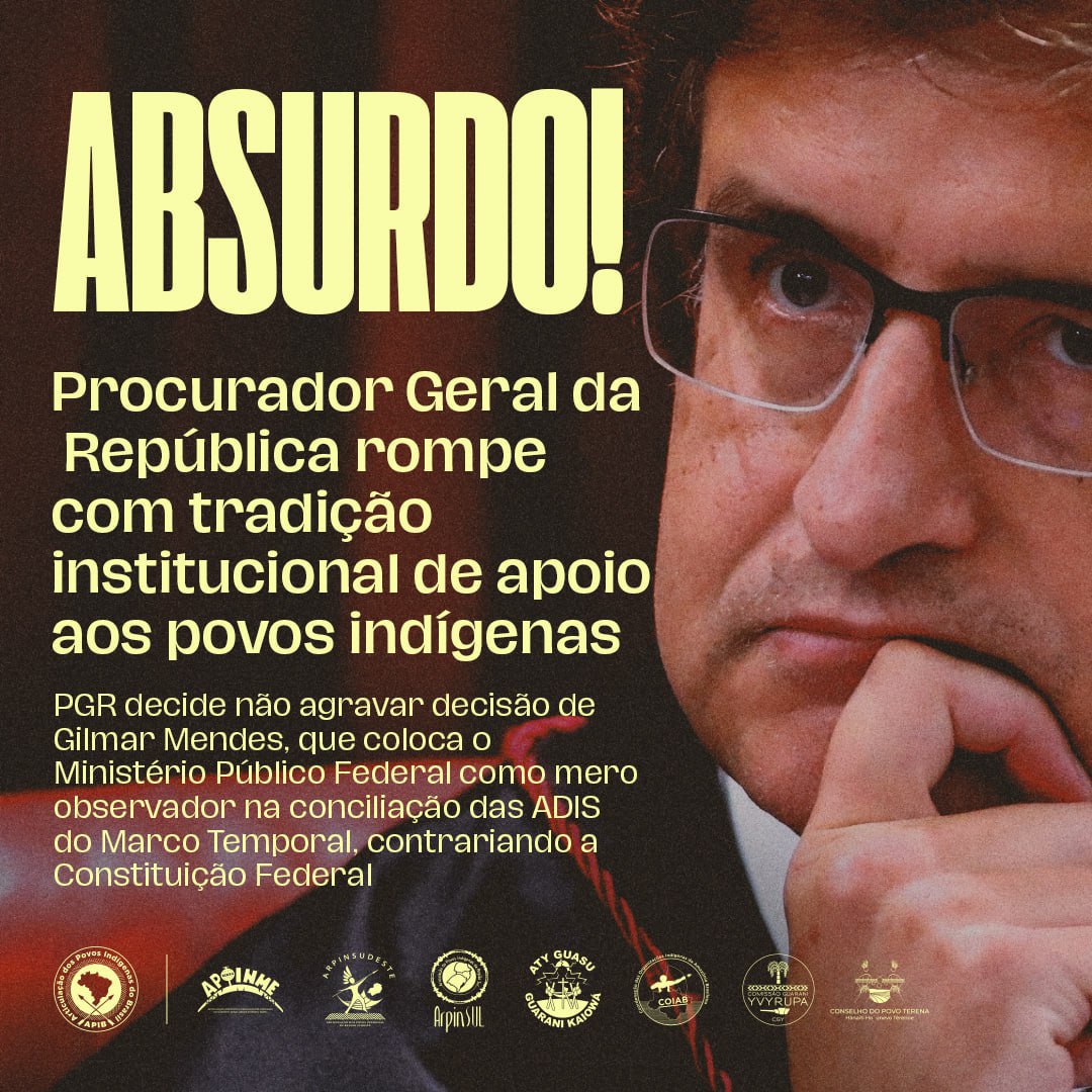 ApibOficial's tweet photo. O procurador-geral da república, Paulo Gonet, rompeu com uma tradição institucional de defesa dos direitos indígenas previsto na constituição federal art. 129. 🧶
#DemarcaçãoJá #MarcoAncestral #PEC48NÃO https://t.co/e6CP36kwx4