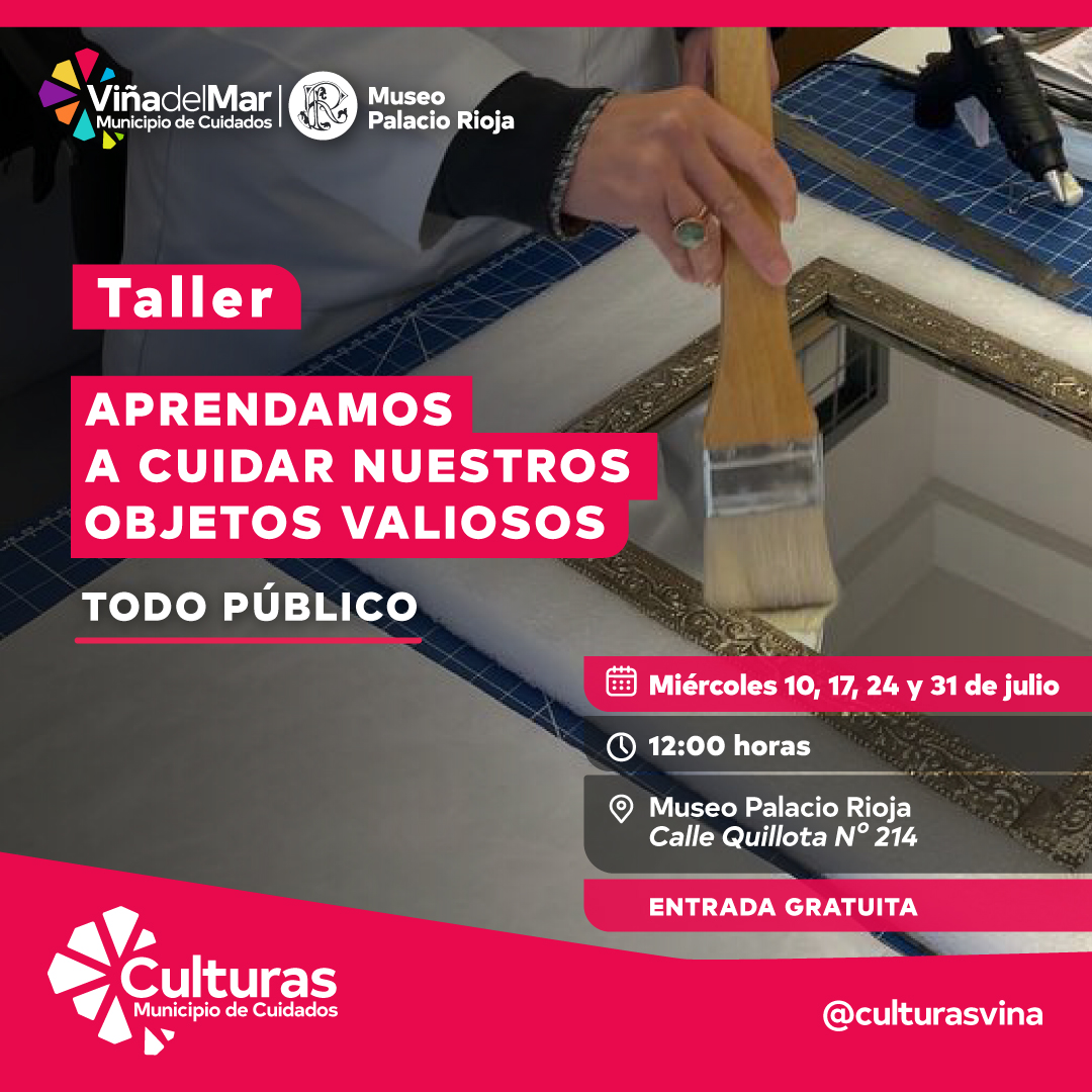En la actividad las y los participantes visitarán los salones del palacio guiados por la encargada de mediación del museo. Luego, aprenderán una técnica de limpieza mecánica preventiva para objetos personales que todos atesoramos, como fotografías, diarios personales y cartas...