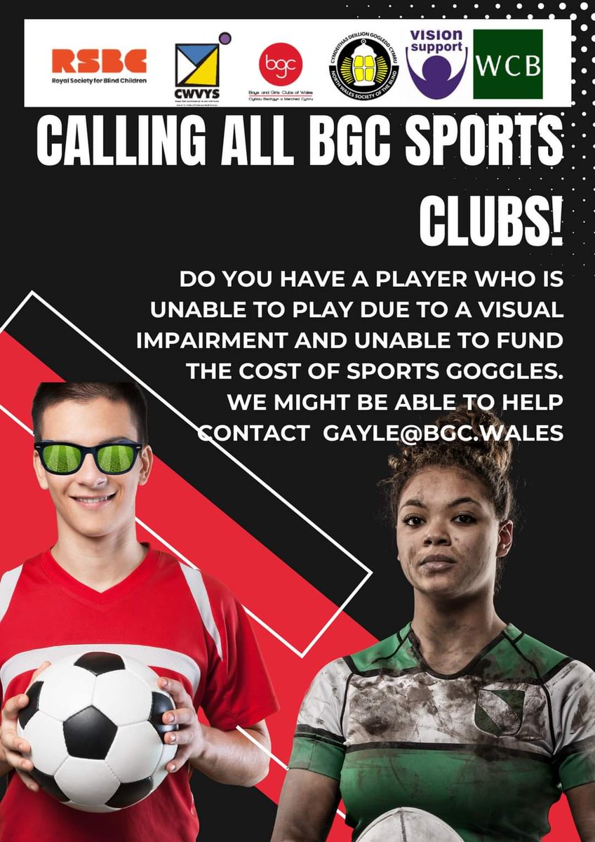 BGCWales's tweet photo. We-ve supported 5 young people with a Visual Impairment to purchase sports goggles to help them continue to play the sport they love!
Thanks to a grant from @RSBCcharity and @CWVYS 
5 more young people could benefit! Please contact gayle@bgc.wales https://t.co/SbEwI5l1BU